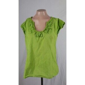 TABITHA Size 10 Top  Green  Ruffles Cap Sleeves Cotton